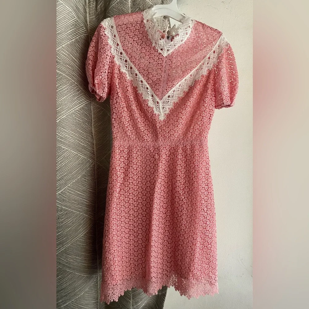 Sandro Lace Dress Pink Short Sleeve Size 36 FR - Picture 5 of 16